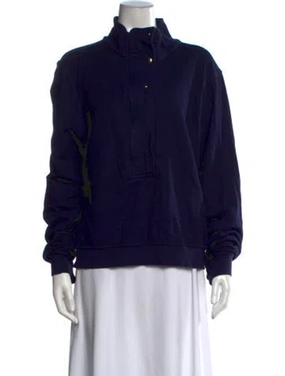Pre-owned Apiece Apart Mock Neck Long Sleeve Sweatshirt In Blue