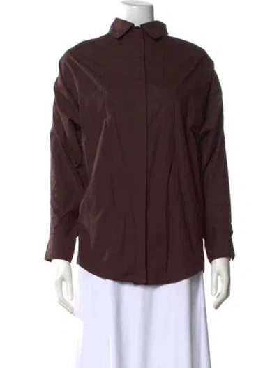 Pre-owned Apiece Apart Mock Neck Long Sleeve Sweatshirt In Brown