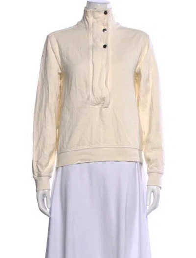 Pre-owned Apiece Apart Mock Neck Long Sleeve Sweatshirt In White