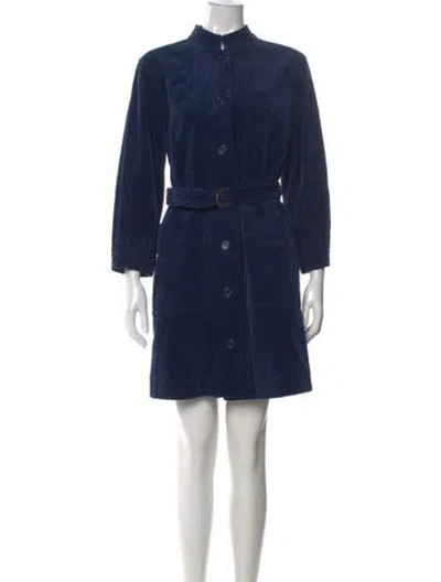 Pre-owned Apiece Apart Mock Neck Mini Dress In Blue