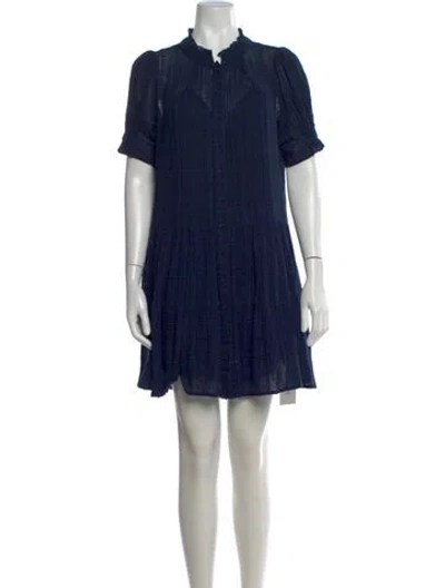 Pre-owned Apiece Apart Mock Neck Mini Dress In Blue