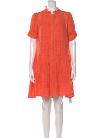 Pre-owned Apiece Apart Mock Neck Mini Dress In Orange