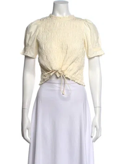 Pre-owned Apiece Apart Mock Neck Short Sleeve Top In Neutral