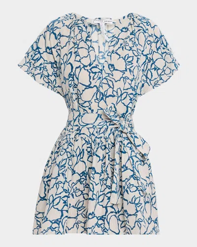Apiece Apart Morgan Floral-print Linen Mini Dress In Lace Floral Flax