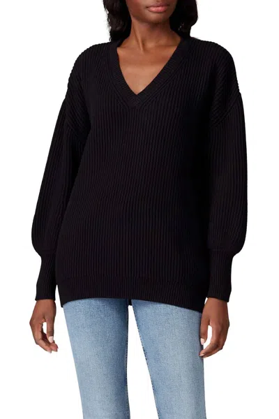 Apiece Apart Napoli Oversized V-neck Sweater In Black