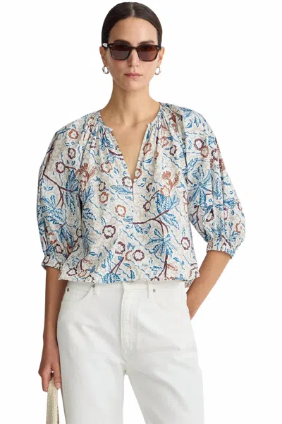 Apiece Apart Nele Lantern Sleeve Top In Earthly Delights Batik In Multi