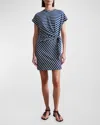 Apiece Apart Nina Striped Mini Dress With Tie Detail In Multi