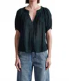 Apiece Apart Nori Esparta Short Sleeve Top In Green In Black