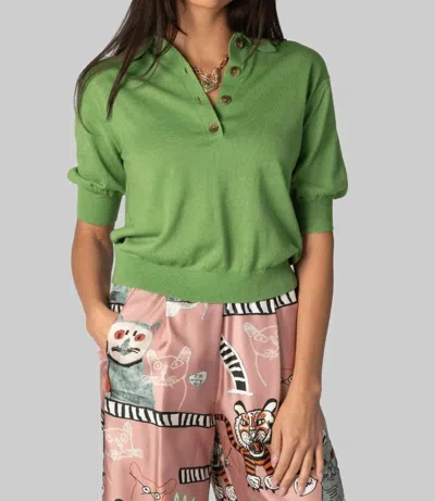 Apiece Apart Oda Polo Top In Jardin In Green