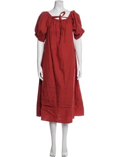 Pre-owned Apiece Apart Off-the-shoulder Midi Length Dress In Red