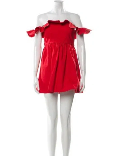 Pre-owned Apiece Apart Off-the-shoulder Mini Dress In Red