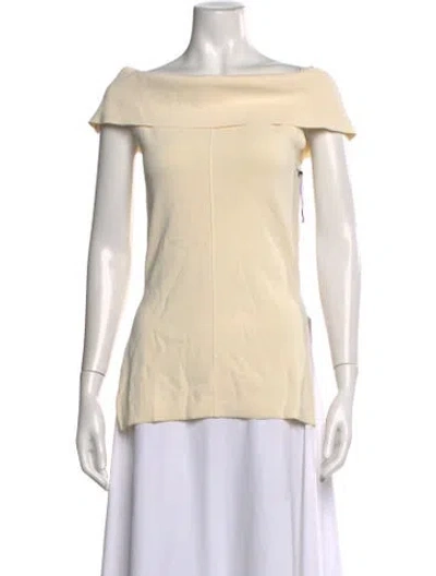 Pre-owned Apiece Apart Off-the-shoulder Short Sleeve Top In Neutral