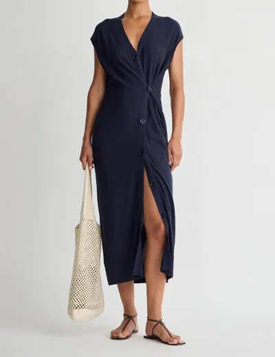 Apiece Apart Olana Knit Midi Dress In Midnight In Blue