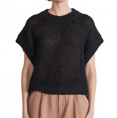 Apiece Apart Oliva Linen Top In Black