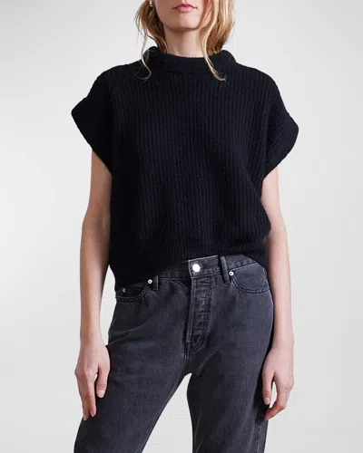 Apiece Apart Oliva Ribbed Cashmere-silk Vest In Black
