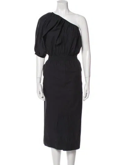 Pre-owned Apiece Apart One-shoulder Long Dress In Black