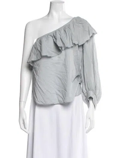 Pre-owned Apiece Apart One-shoulder Long Sleeve Blouse In Neutral