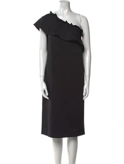 Pre-owned Apiece Apart One-shoulder Midi Length Dress In Black