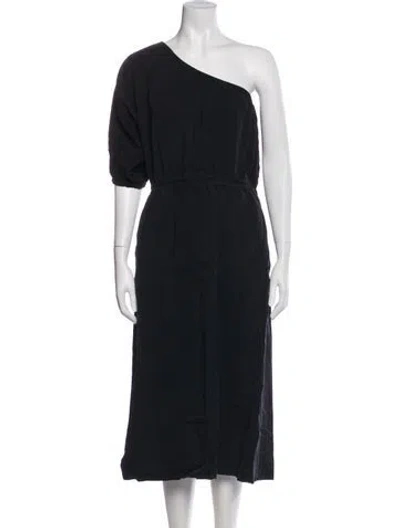 Pre-owned Apiece Apart One-shoulder Midi Length Dress In Black