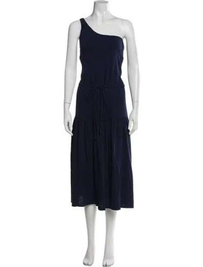 Pre-owned Apiece Apart One-shoulder Midi Length Dress In Blue