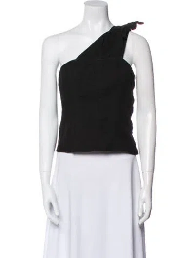 Pre-owned Apiece Apart One-shoulder Sleeveless Crop Top In Black