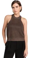 Apiece Apart Ori Racer Linen Tank Chocolate In Chocolate