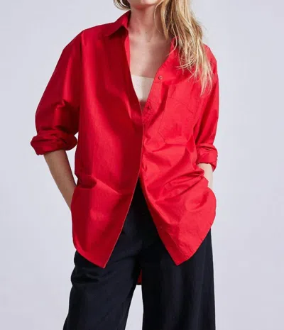 Apiece Apart Oversized Button Down Shirt In Chili In Red