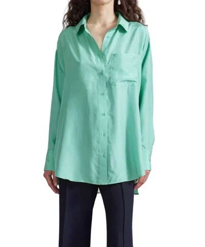 Apiece Apart Oversized Button Down Shirt In Patina Green In Multi