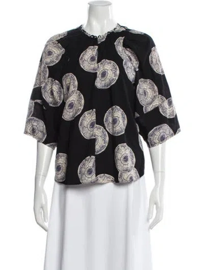Pre-owned Apiece Apart Patterned Crew Neck Blouse In Black