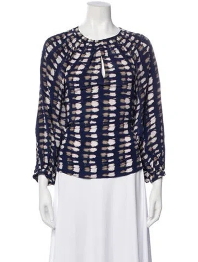 Pre-owned Apiece Apart Patterned Crew Neck Blouse In Blue
