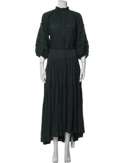 Pre-owned Apiece Apart Patterned Long Dress In Green