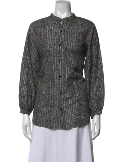 Pre-owned Apiece Apart Patterned Long Sleeve Blouse In Black