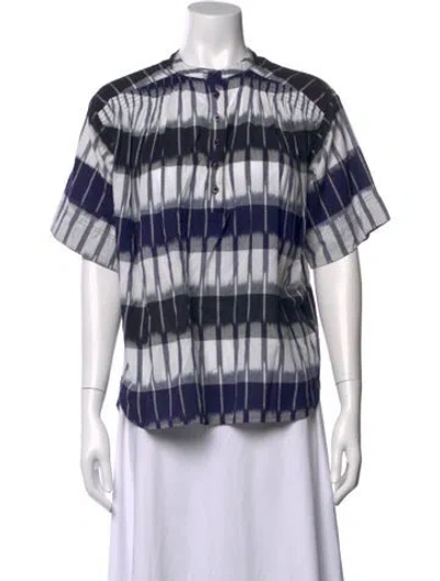 Pre-owned Apiece Apart Patterned Short Sleeve Blouse In Multi