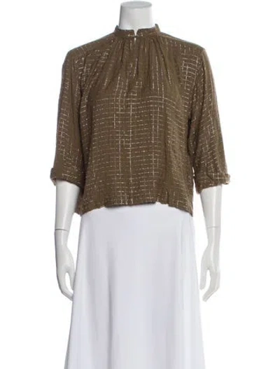 Pre-owned Apiece Apart Patterned Three-quarter Sleeve Blouse