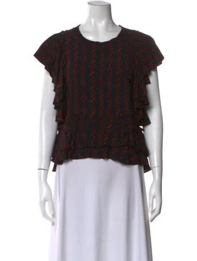 Pre-owned Apiece Apart Plaid Print Crew Neck Crop Top In Multi