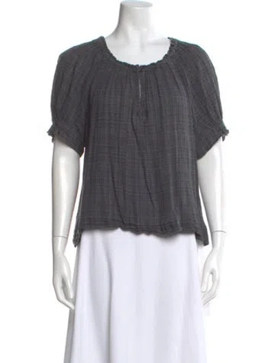 Pre-owned Apiece Apart Plaid Print Crew Neck Top In Gray