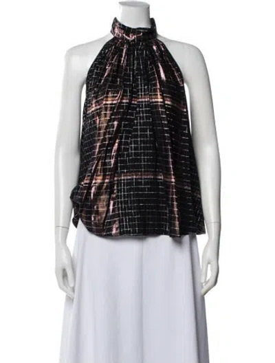 Pre-owned Apiece Apart Plaid Print Halterneck Blouse In Multi