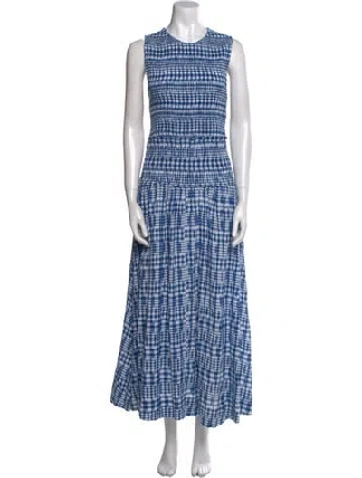 Pre-owned Apiece Apart Plaid Print Long Dress In Blue