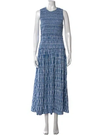 Pre-owned Apiece Apart Plaid Print Long Dress In Blue