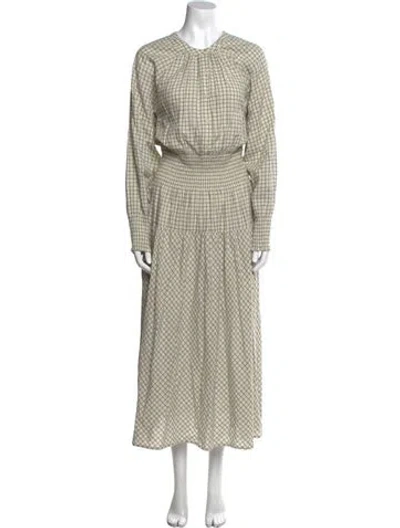 Pre-owned Apiece Apart Plaid Print Long Dress In Neutral
