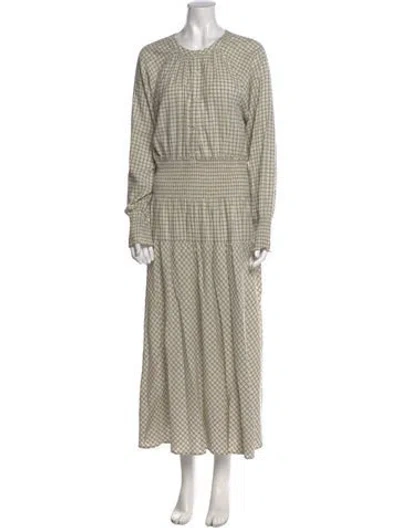 Pre-owned Apiece Apart Plaid Print Long Dress In Neutral