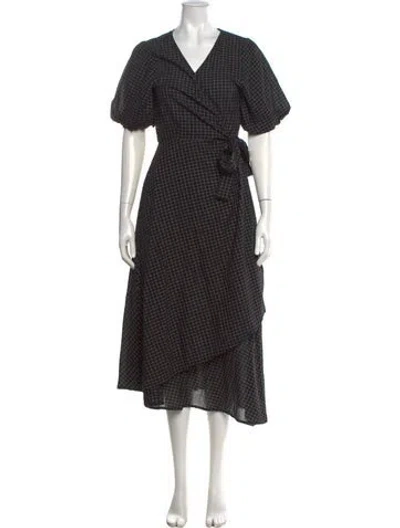 Pre-owned Apiece Apart Plaid Print Midi Length Dress In Black