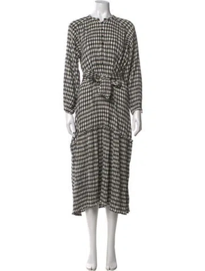 Pre-owned Apiece Apart Plaid Print Midi Length Dress In Neutrals