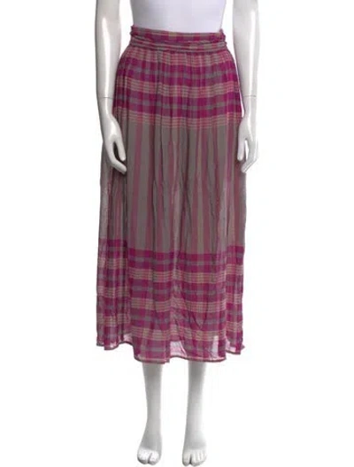 Pre-owned Apiece Apart Plaid Print Midi Length Skirt In Purple