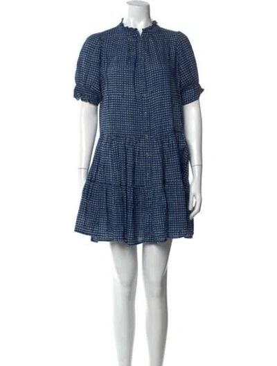 Pre-owned Apiece Apart Plaid Print Mini Dress In Blue