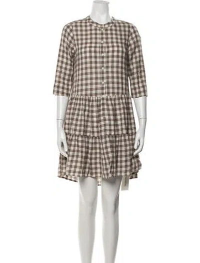 Pre-owned Apiece Apart Plaid Print Mini Dress In Brown