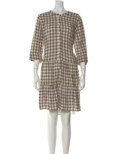Pre-owned Apiece Apart Plaid Print Mini Dress In Brown