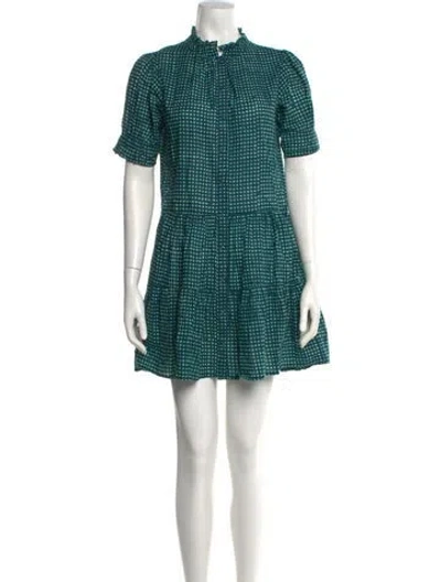 Pre-owned Apiece Apart Plaid Print Mini Dress In Green