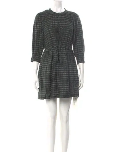 Pre-owned Apiece Apart Plaid Print Mini Dress In Green