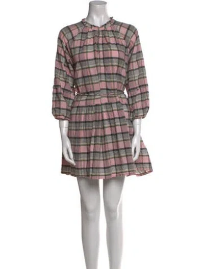 Pre-owned Apiece Apart Plaid Print Mini Dress In Pink